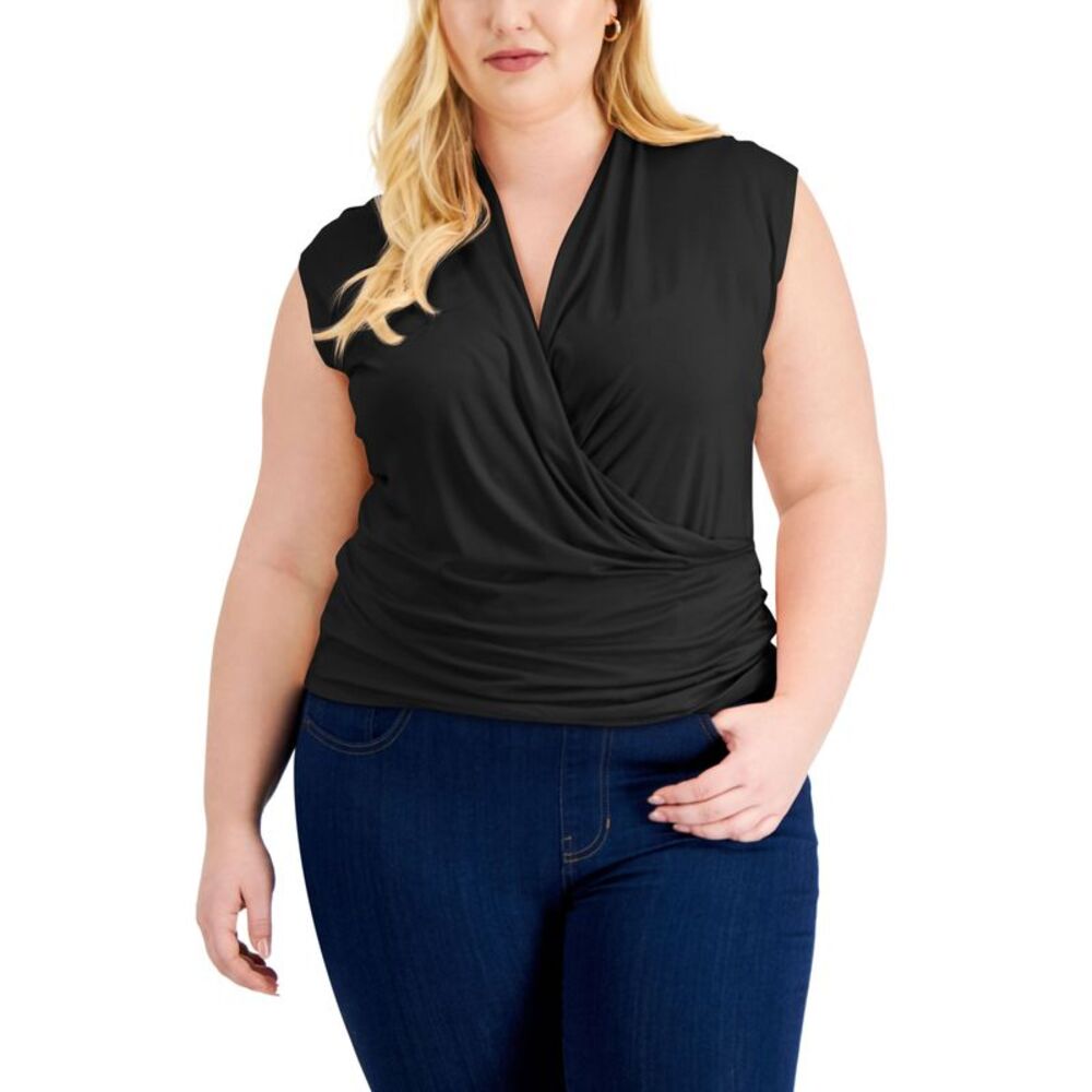 INC International Concepts Plus Size Sleeveless Surplice Top
